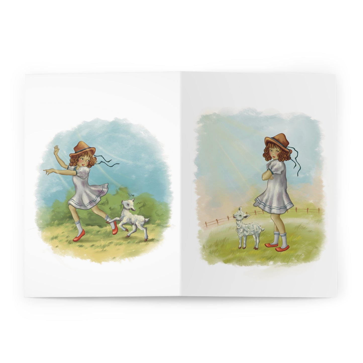 Mary's Little Lamb Greeting Cards (3) - (5 Pack)