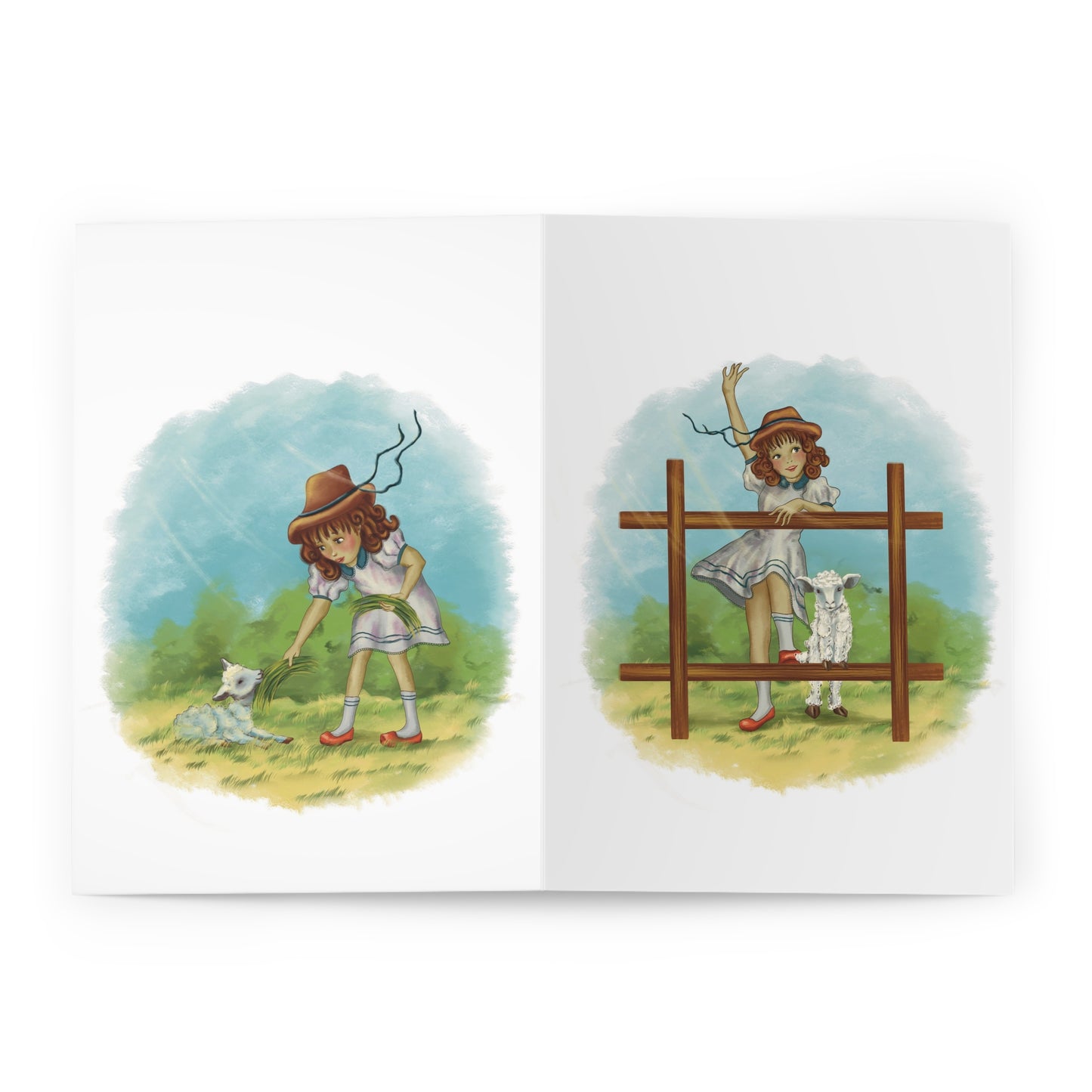 Mary's Little Lamb Greeting Cards (2) - (5 Pack)