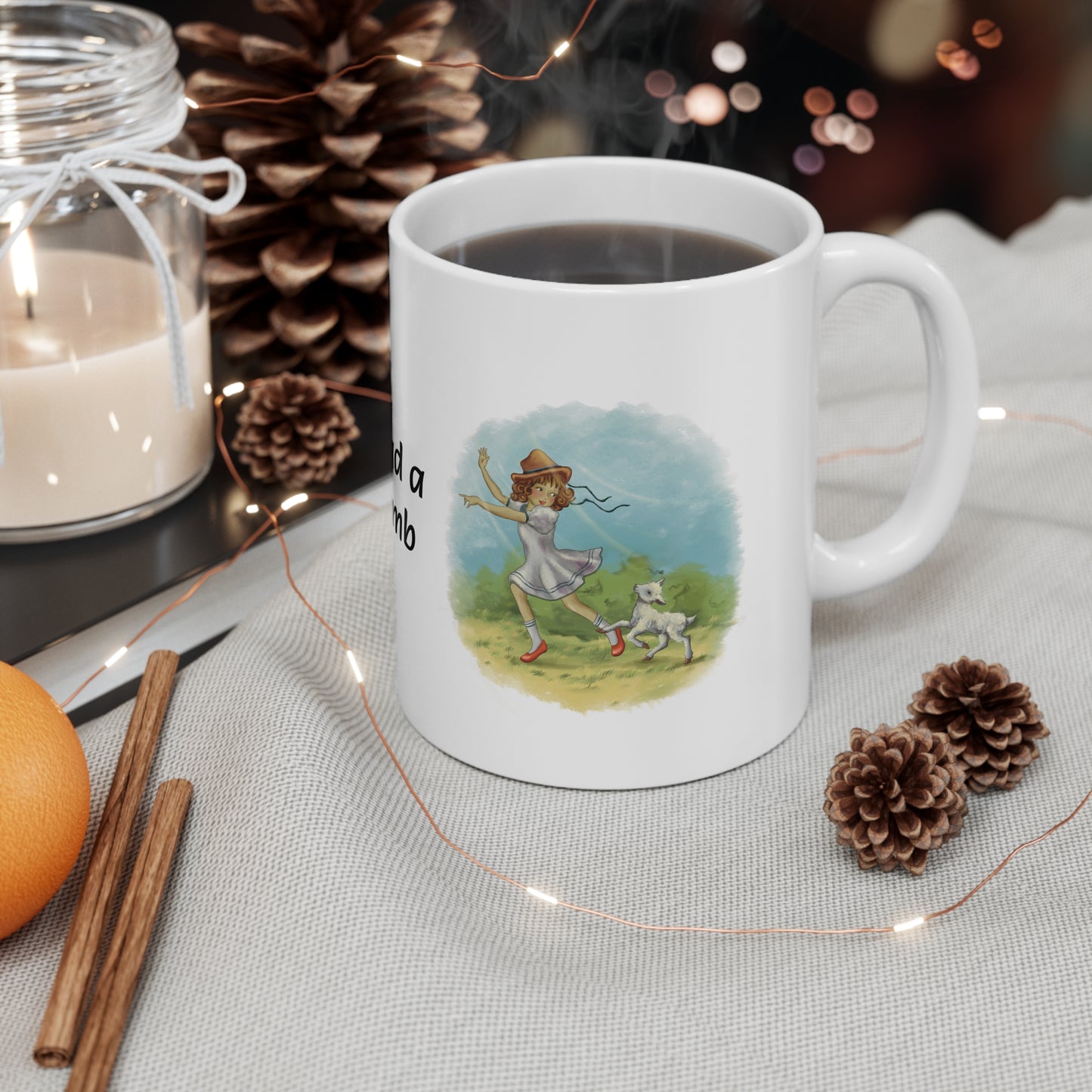 Mary Had A Little Lamb (Skipping) Sleek and Polished Ceramic Coffee Mugs, 11oz, 15oz