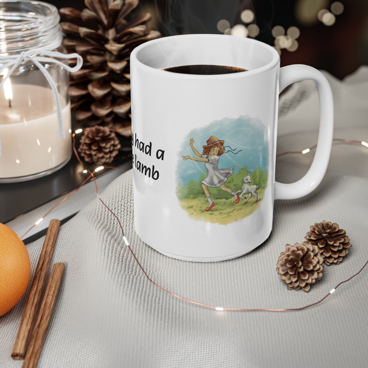 Mary Had A Little Lamb (Skipping) Sleek and Polished Ceramic Coffee Mugs, 11oz, 15oz