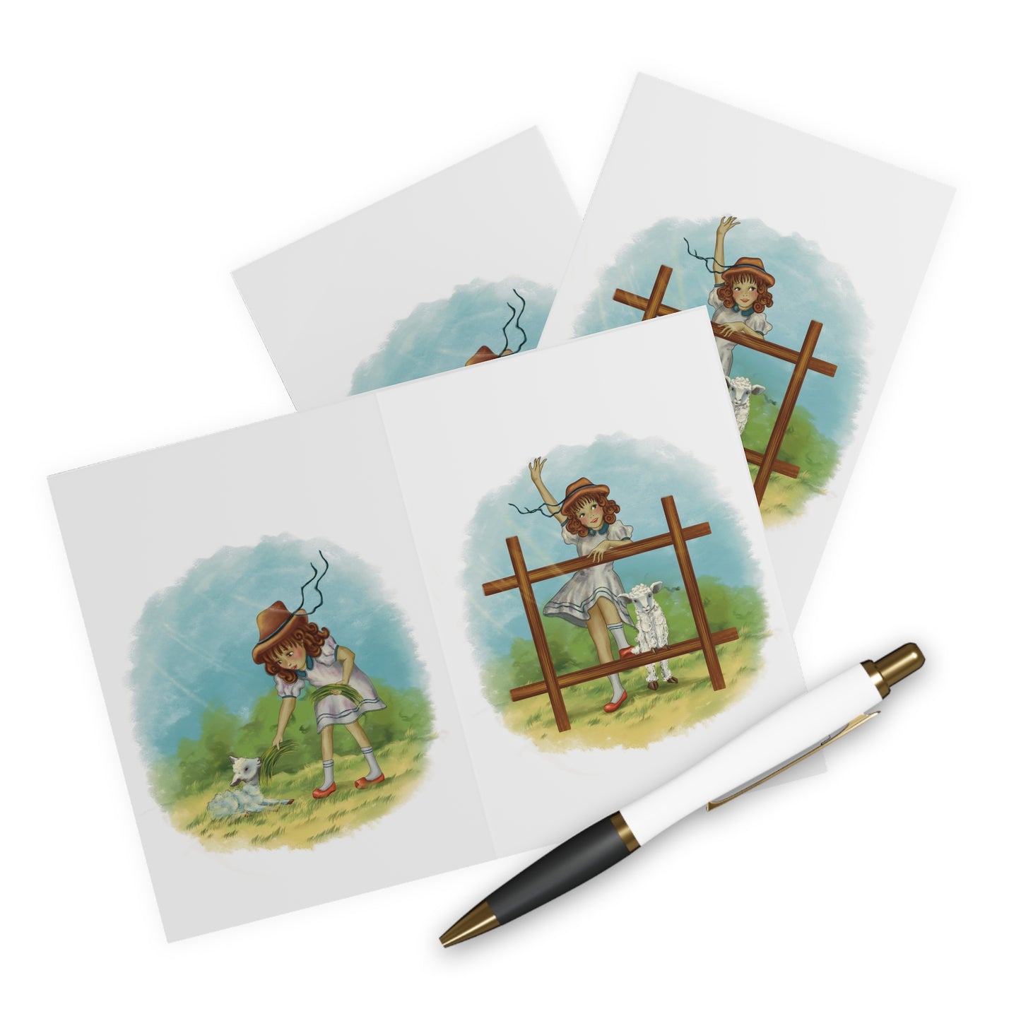 Mary's Little Lamb Greeting Cards (2) - (5 Pack)